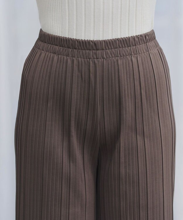 Tiaclasse 裏起毛ボックスプリーツパンツ ブラウン