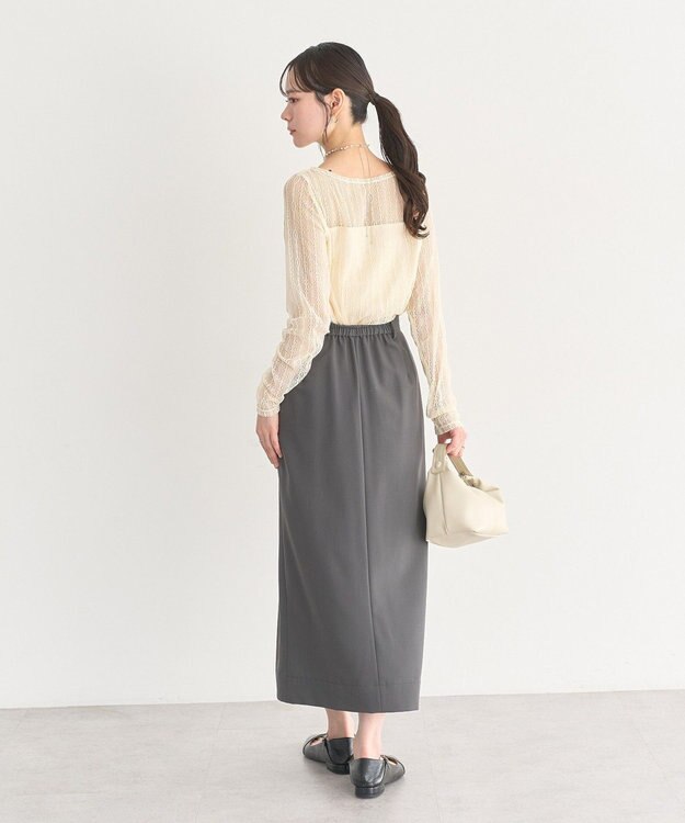 earth music&ecology レースドッキングボートネックプルオーバー Ecru