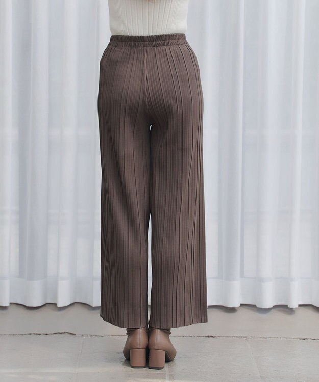 Tiaclasse 裏起毛ボックスプリーツパンツ ブラウン