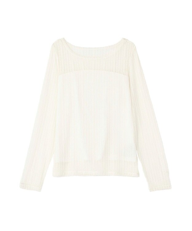 earth music&ecology レースドッキングボートネックプルオーバー Off White