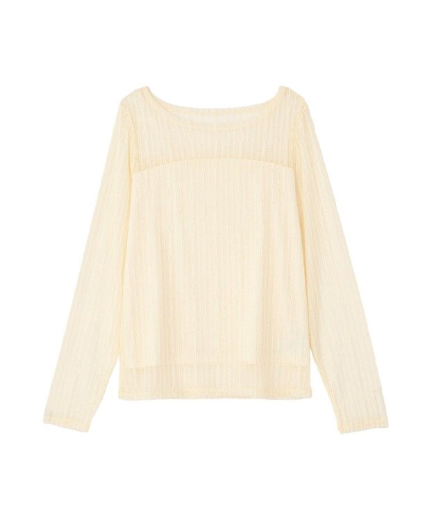 earth music&ecology レースドッキングボートネックプルオーバー Ecru