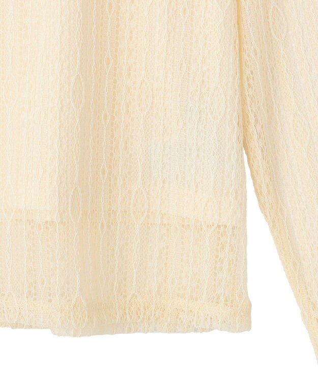 earth music&ecology レースドッキングボートネックプルオーバー Ecru