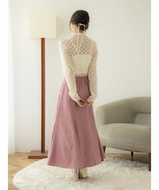 earth music&ecology ハイネックシアーフラワーインナー Ivory