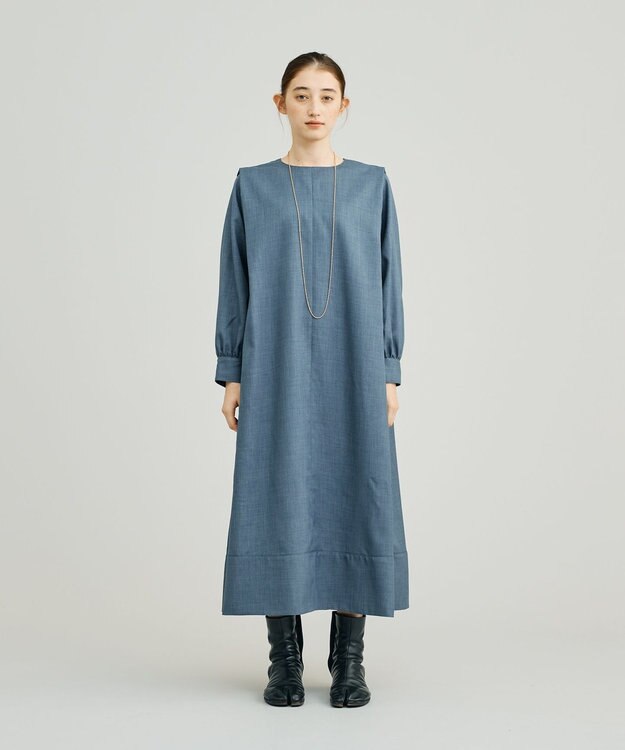 J.PRESS YORK STREET 【WOMEN】ショルダータック ワンピース ダルブルー系