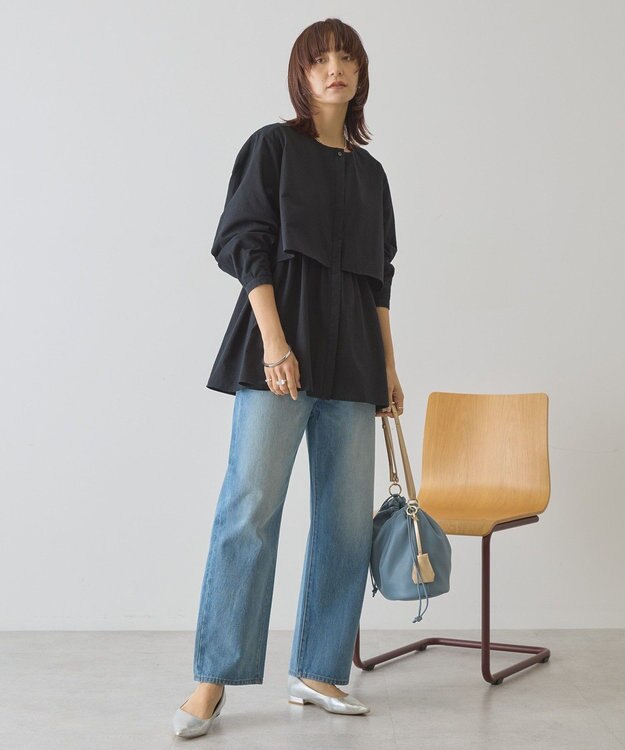 AMERICAN HOLIC サッカーティアードブラウス Black