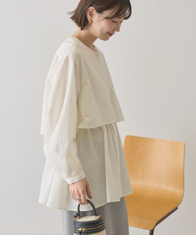 AMERICAN HOLIC サッカーティアードブラウス Off White