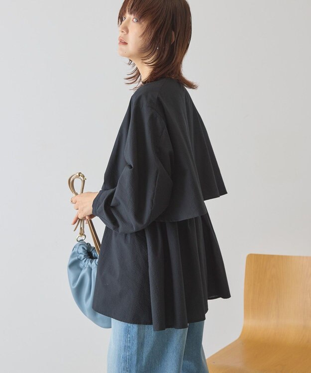 AMERICAN HOLIC サッカーティアードブラウス Black