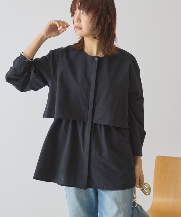 AMERICAN HOLIC サッカーティアードブラウス Black