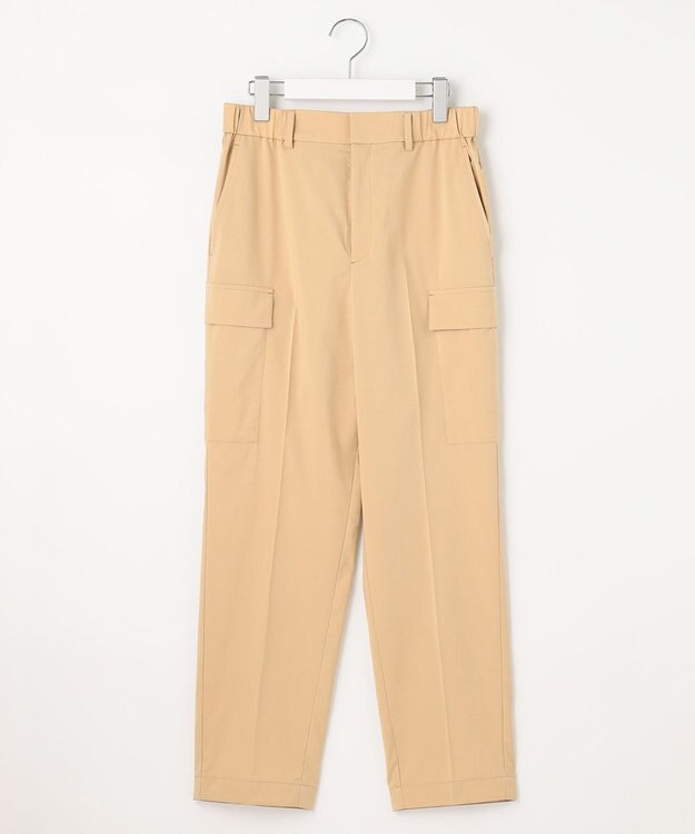自由区 【洗える】撥水シルキーポプリン カーゴパンツ ベージュ系