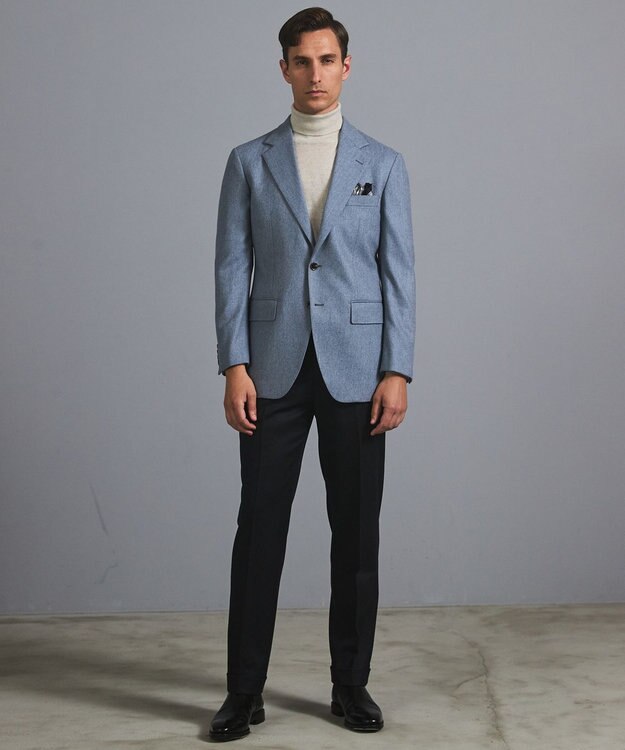 GOTAIRIKU 新色追加【一部ストレッチ】カシミヤブレンド 定番ツイードジャケット(25年モデル) サックスブルー(25年新色)