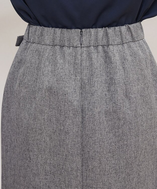 Tiaclasse 【洗える】メランジヘリンボーンツイードスカート ライトグレー