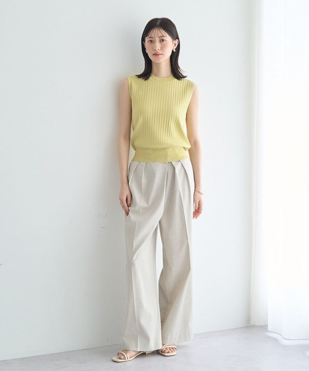 YECCA VECCA 【マシンウォッシャブル】ノースリーブリブニット Yellow