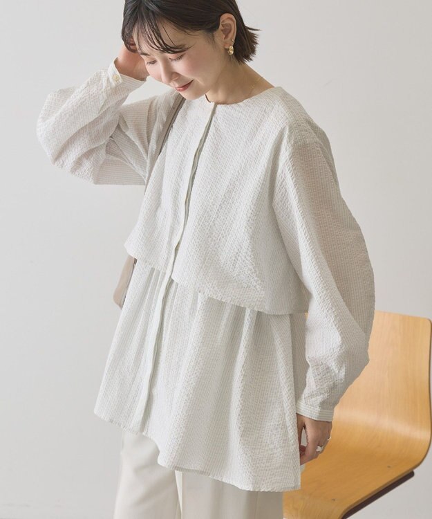 AMERICAN HOLIC サッカーティアードブラウス Stripe