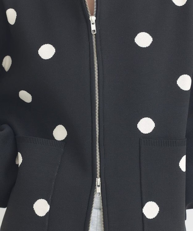 earth music&ecology 【予約】ダブルジップドットカーディガン ドットブラック