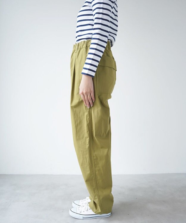 WHITE MAILS 【UNISEX】HIGH DENSITY DUMP TUCK ワイドパンツ カーキ