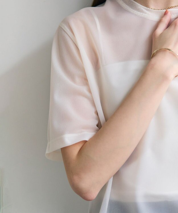BEIGE， SELEN / リブコンビ シアーTシャツ Ecru