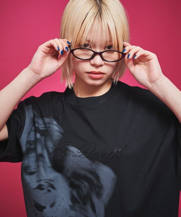 WEGO 【ユニセックス着用ITEM】ラインストーングラフィックT（SS） ブラック