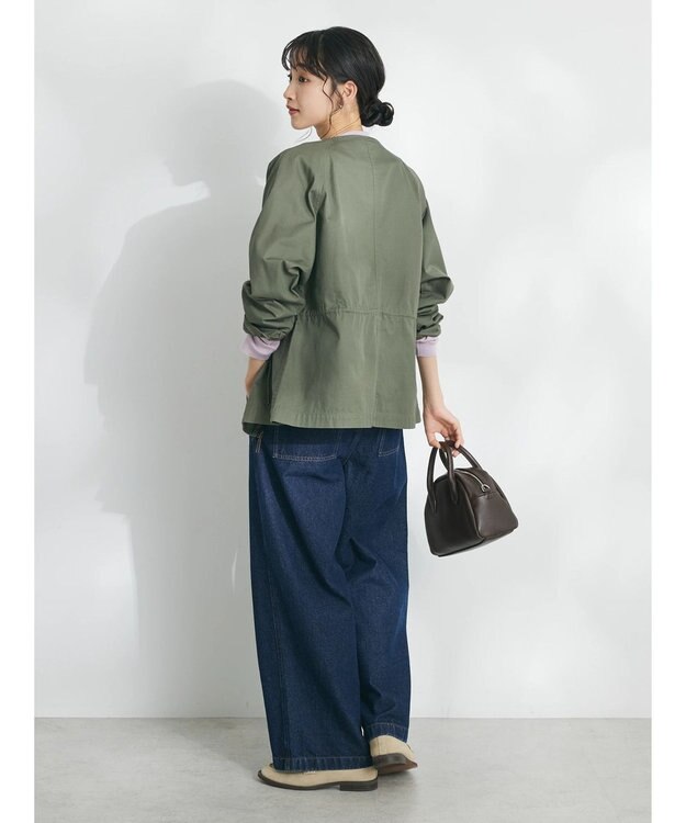 CRAFT STANDARD BOUTIQUE コットンギャバジンノーカラーＺＩＰブルゾン Khaki