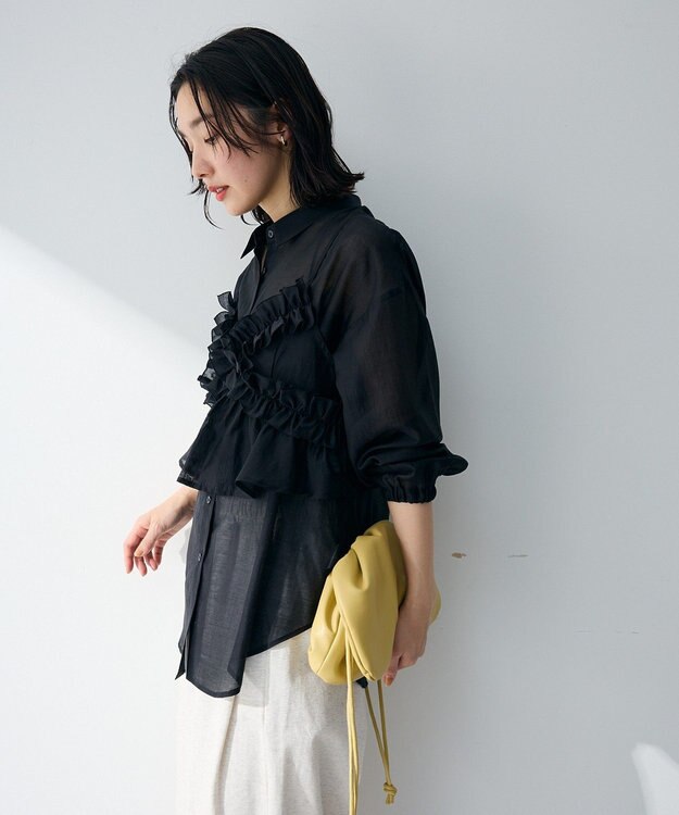 Green Parks 【WEB限定】ＳＥＴ２点フリルビスチェ＋シャツチュニックⅡ Black