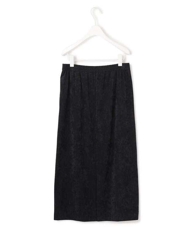 ICB L 【洗える】ストレッチスエード ナロースカート ブラック系