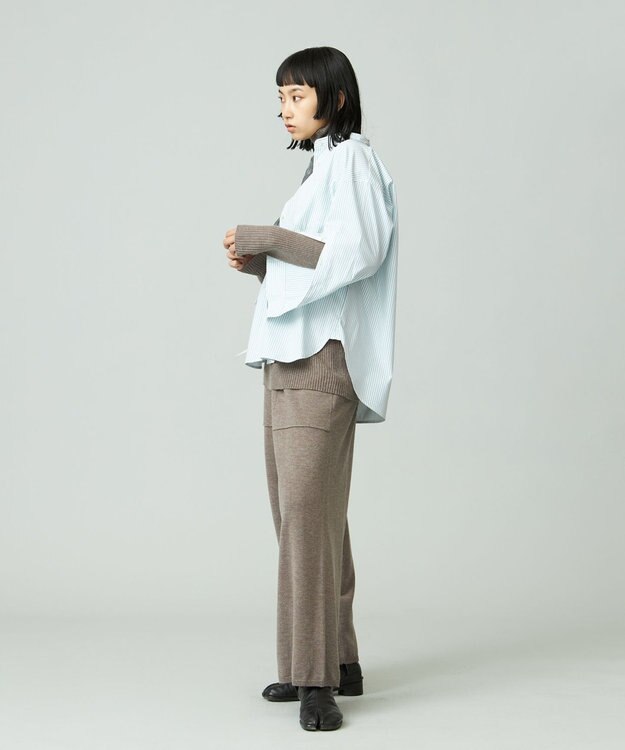 J.PRESS YORK STREET 【WOMEN】タイプライターストライプ バンドカラーシャツ グリーン系1