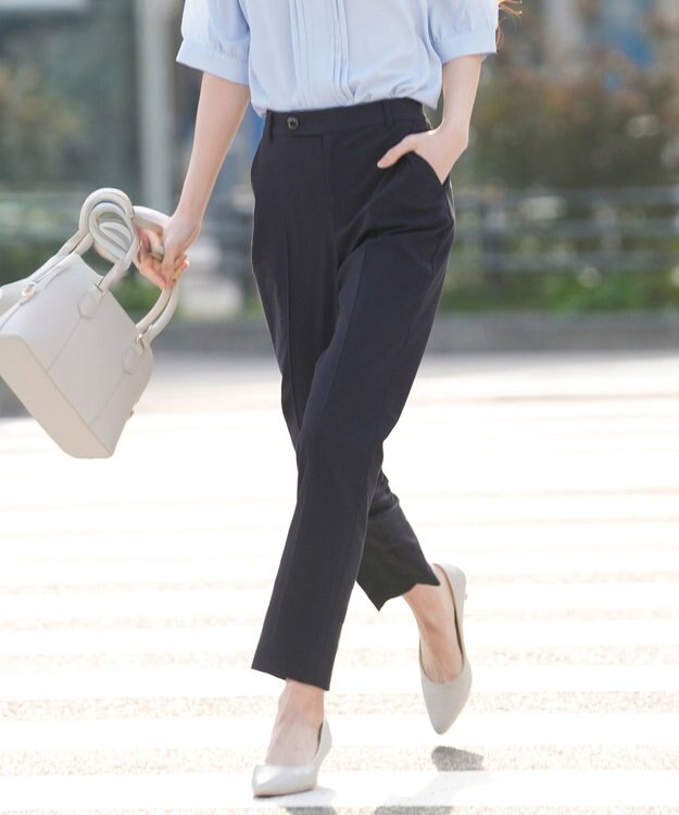 ANY SIS S エアリーストレッチ テーパードパンツ ネイビー