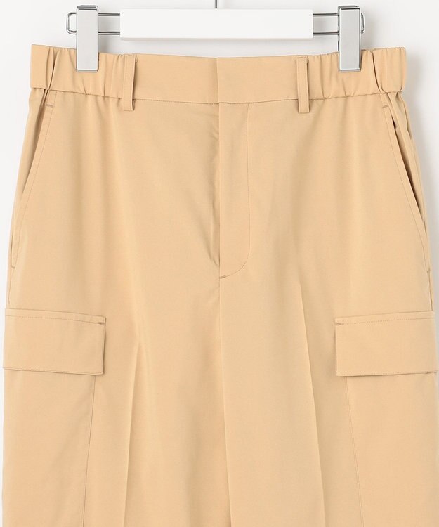 自由区 【洗える】撥水シルキーポプリン カーゴパンツ ベージュ系