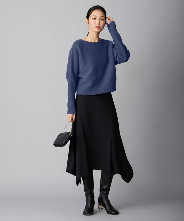 ICB L 【洗える】 ソフトカシミヤミックス ドルマンスリーブニット サックスブルー系