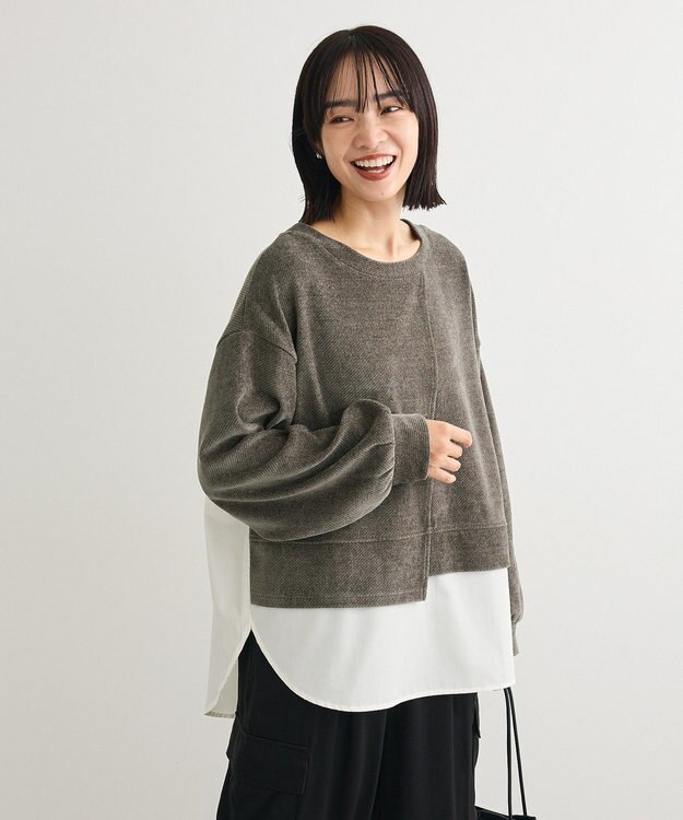 Green Parks カットコーデュロイドッキングプルオーバー Gray