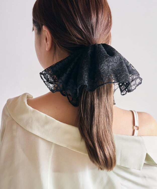 Phoebe ビッグフリルシュシュ　ブラック ブラック