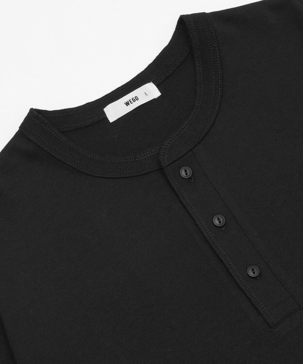 WEGO 【ユニセックス着用ITEM/MLサイズ展開】リラックスフィットヘンリーネックT（SS） ブラック