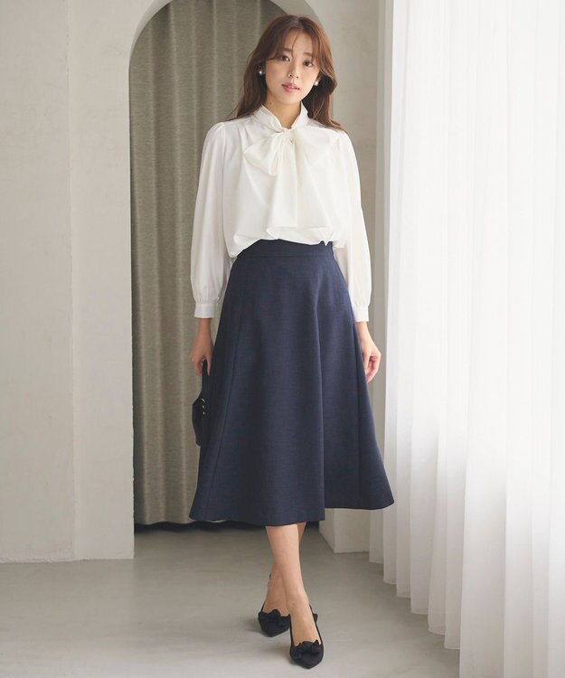 Feroux 【洗える】パールボタンジャケット×スカート セットアップ ネイビー系