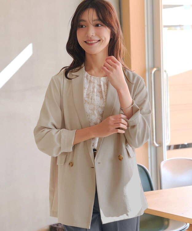 Tiaclasse L リラクシーダブルジャケット ベージュ