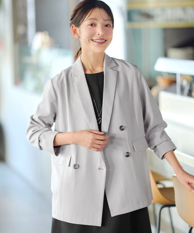 Tiaclasse L リラクシーダブルジャケット ライトグレー