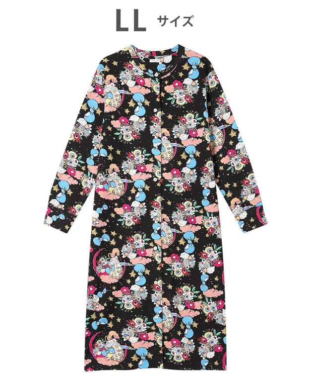 tsumori chisato SLEEP ツモリチサト ネグリジェ 綿100%(本体) あったか 長袖 ルームウェア レディース UNW407 /ワコール ブラック