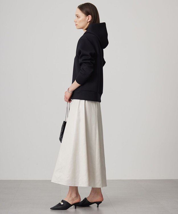 ICB L 【洗える】サテンワックスヴィンテージ フレアスカート トープ系