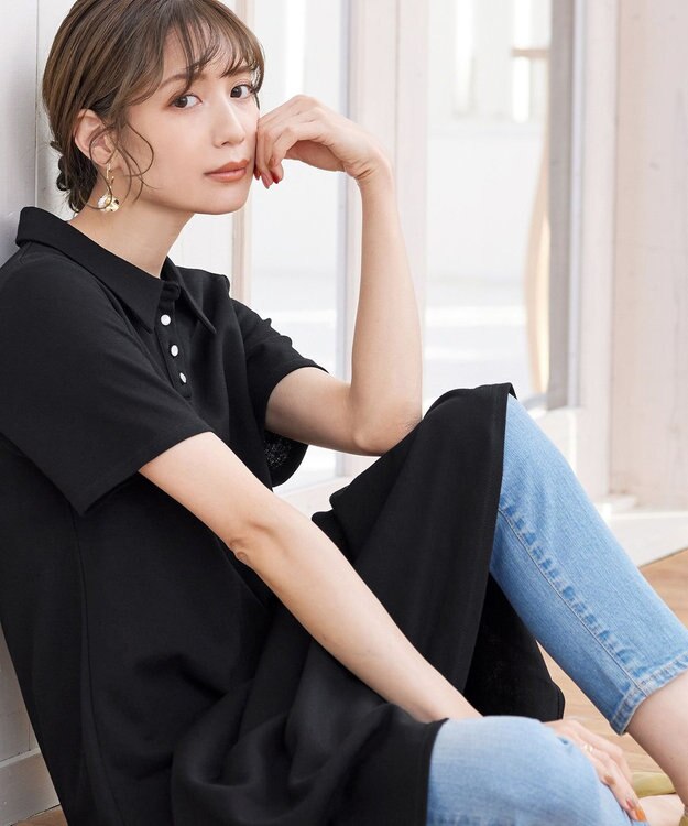 Tiaclasse 【洗える】ポロシャツワンピース ブラック