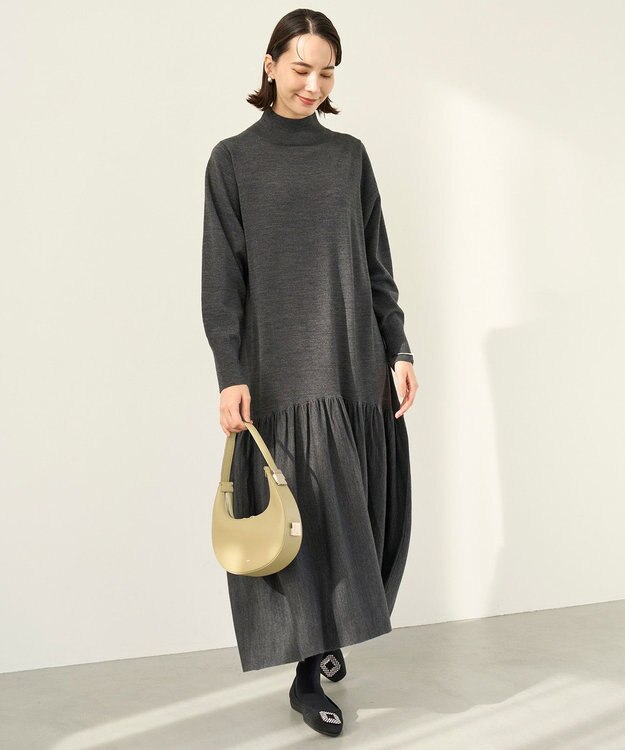 UNFILO ティアード ニットワンピース チャコール