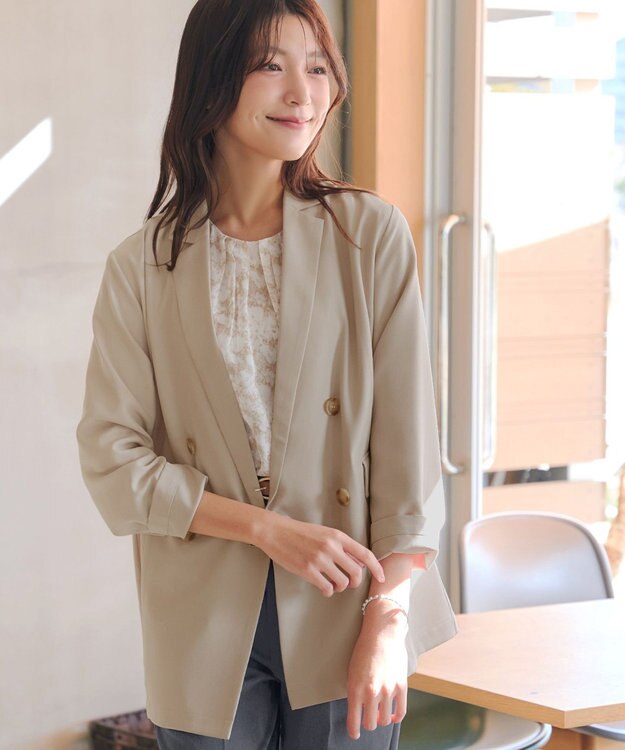 Tiaclasse L リラクシーダブルジャケット ベージュ