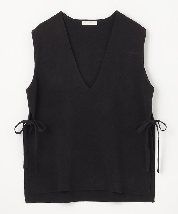 ANY L 【洗濯機可】サイドリボン ニットベスト ブラック