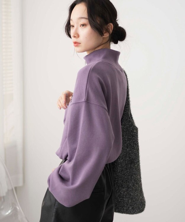 WEGO 【新色追加】ドロストデザインハーフZIPスウェット パープルその他