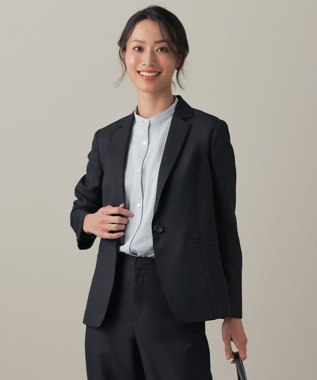 J.PRESS LADIES L OXIJEWEL ストレッチ テーラード ジャケット ネイビー系