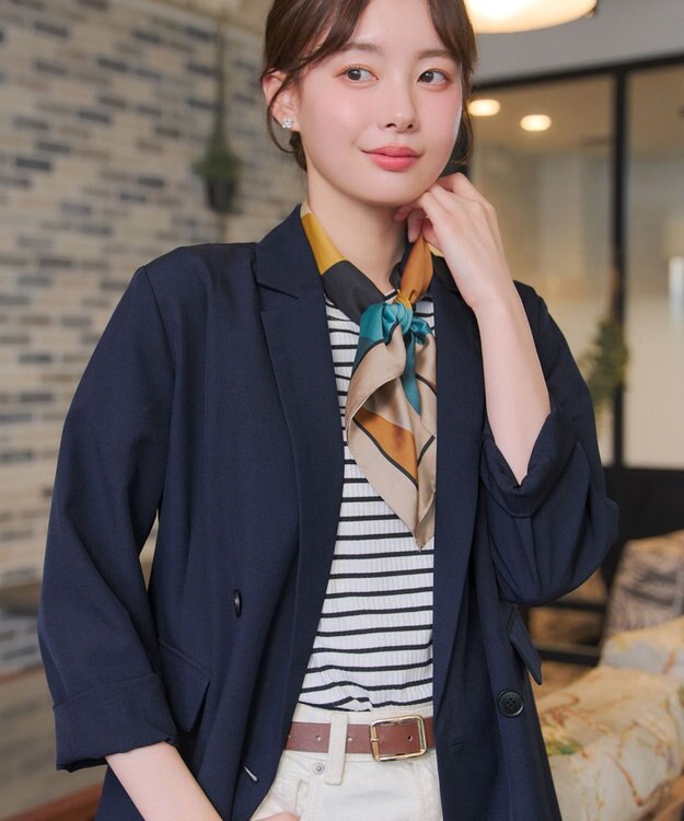 Tiaclasse L リラクシーダブルジャケット ネイビー