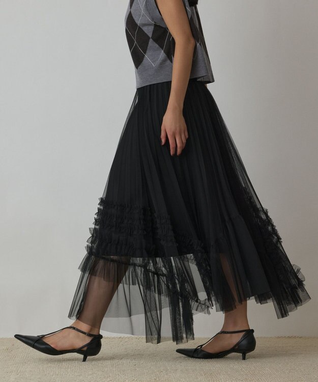 GRACE CONTINENTAL イレギュラ－チュ－ルスカート ブラック