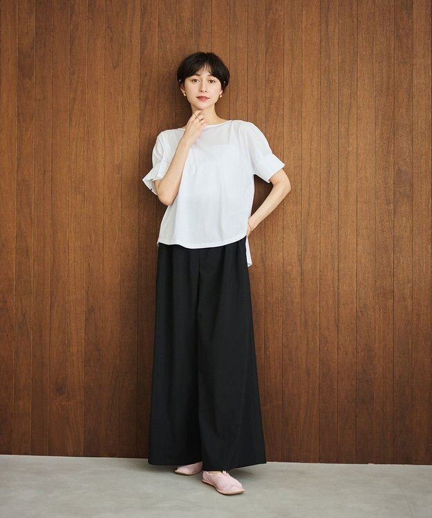 #Newans 【乾燥機可能/接触冷感】タックスリーブカットソー ホワイト