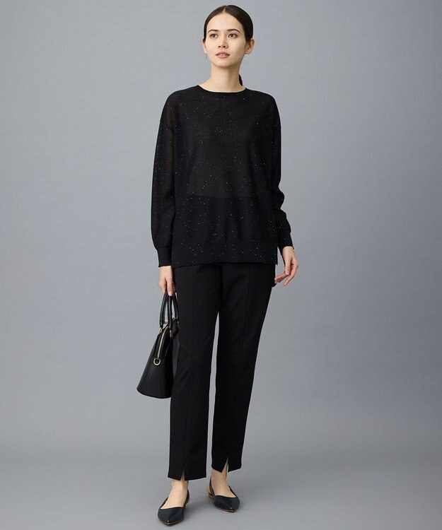 自由区 S 【カタログ掲載】ファインゲージスパングルプルオーバー ニット ブラック