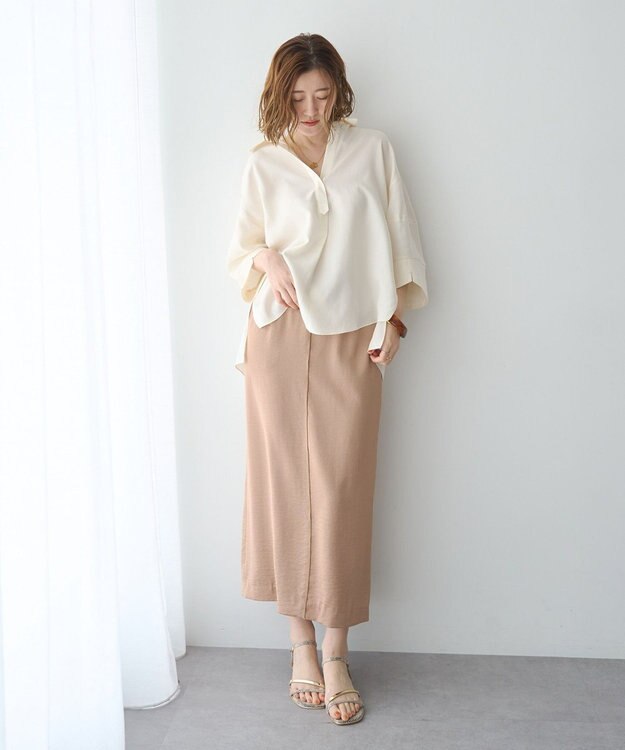 YECCA VECCA シャイニーツイルナロースカート Beige