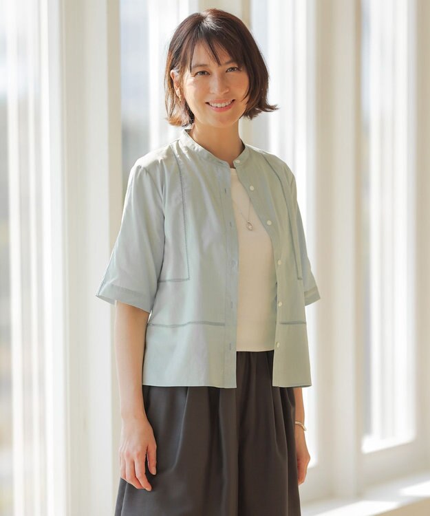 J.PRESS LADIES 【WEB限定カラーあり・一枚で着映え】ラミー ポプリン ボクシーシャツ