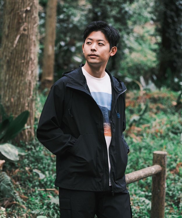 SHARE PARK MENS 【撥水・UVカット・ストレッチ・軽量 】パッカブルマウンテンパーカー（Lサイズ） ブラック系