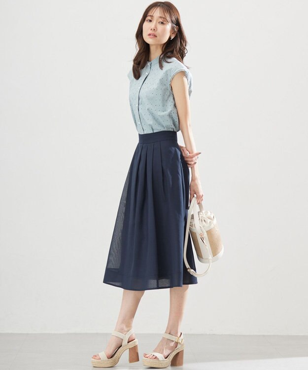 組曲 L エンブロイダリーレースノースリーブ ブラウス スモーキーミント系